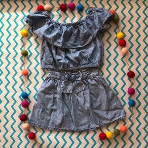Two piece chambray shirt and skirt